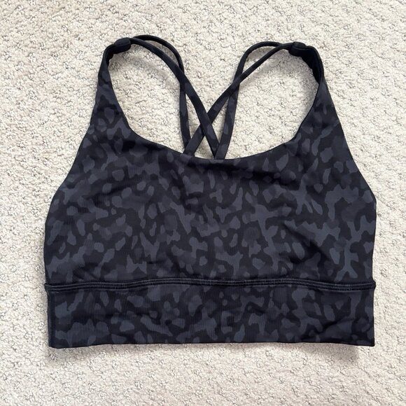 Lululemon Black Energy Longline Strappy Sports Bra in Camo Women’s Size 6 - Picture 2 of 4